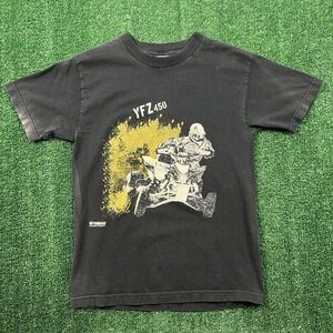Vintage Yamaha YFZ450 ATV T-Shirt Men's Small Faded Black Cotton Motorcross Y2K